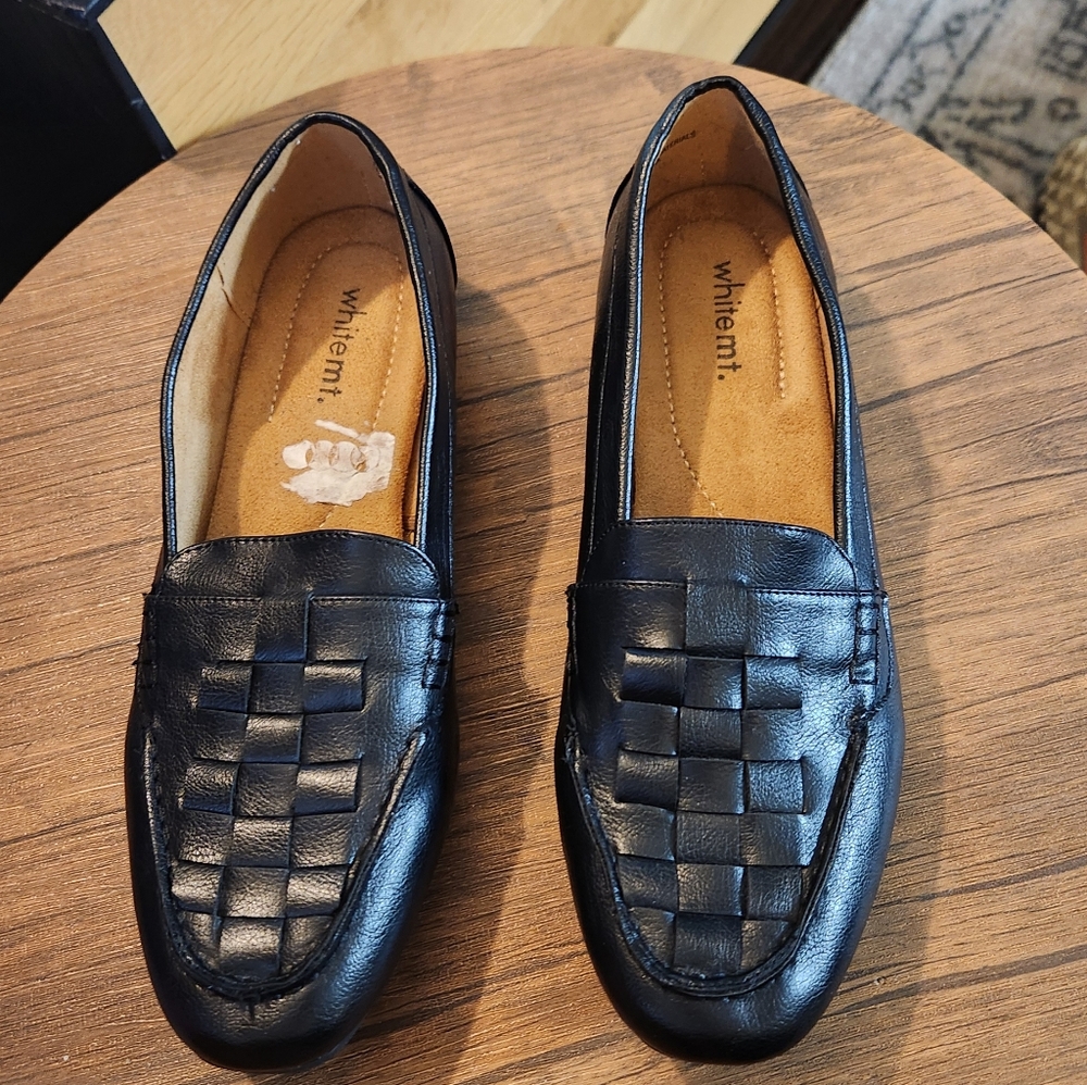Black Leather Loafers for Women